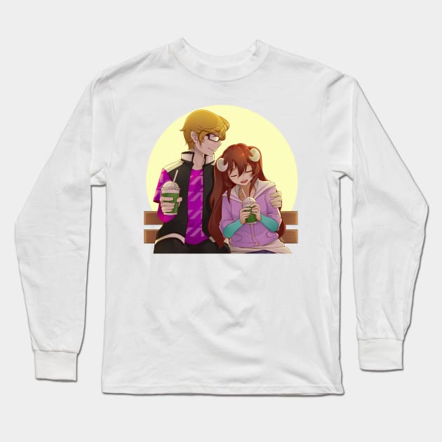 Couple Anime Bench Sweet Cute Long Sleeve T-Shirt by hitoridraws